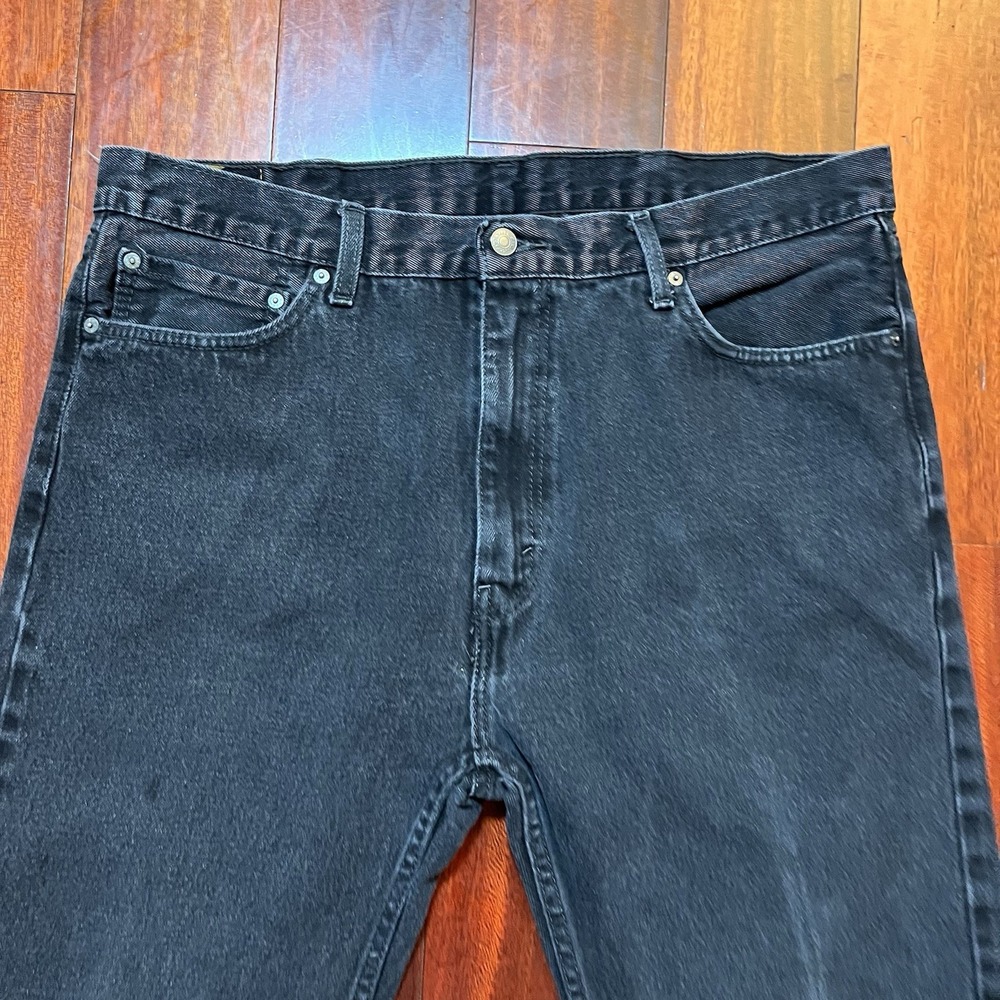 Levis Jeans Mens 40x30 (39x29) Black 505 Straight Leg Workwear 100% Cotton Denim - Picture 2 of 10